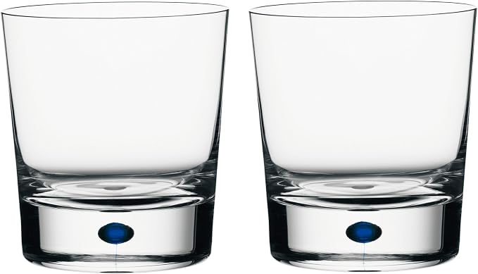 Orrefors Intermezzo Blue 11 Ounce Double Old Fashioned Glass, Set of 2 by Orrefors