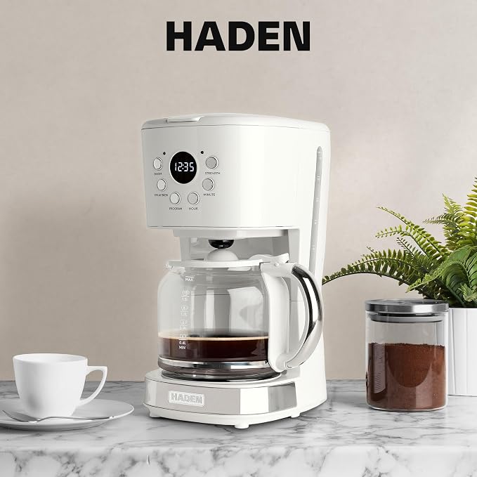 HADEN Coffee Machine, 12 Cup Programmable Drip Coffee Maker | with Auto Shut-Off Function and Reusable Washable Water Filter, Ivory & Chrome - Image 7