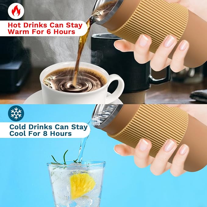 Insulated Travel Coffee Mug, Stainless Steel Coffee Cup with Leakproof Lid | Double-wall insulation keeps drinks hot or cold for hours, with a spillproof lid and portable stainless steel design - Image 4