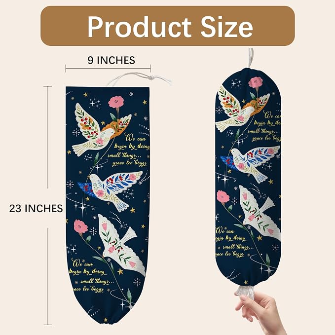 Bird Plastic Bag Holder, Wall Mount Organizer for Reusable Canvas Grocery Bags, Decorative Home Kitchen Pantry Decor Hanging Plastic Bag Dispenser, Christ Bird Shopping Bags Storage Dispenser - Image 2