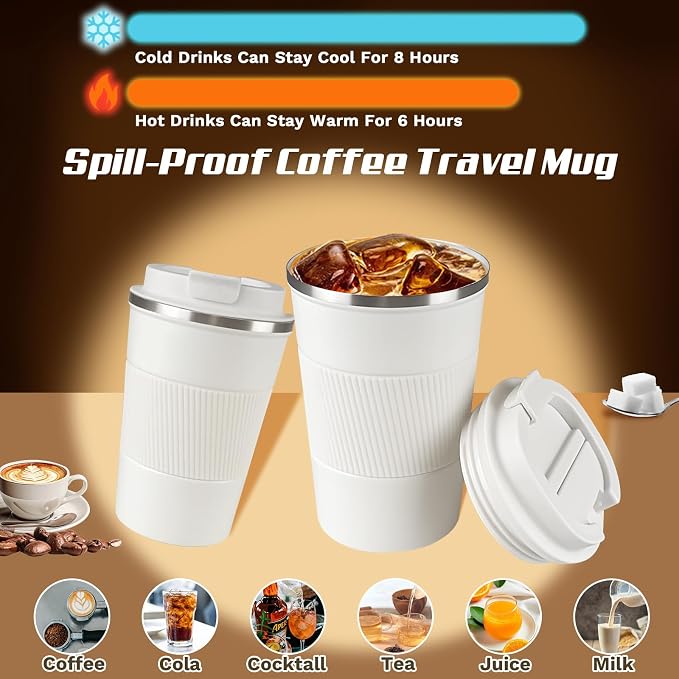 Vacuum Insulated Stainless Steel Travel Coffee Mug,Leak Proof Cup with Lid | 304 stainless steel mug with vacuum insulation, leak proof lid, silicone grip and car cup holder friendly design - Image 2
