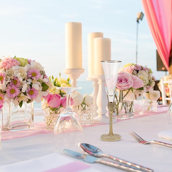 Elegant Sparkling Wine Glass Flute, Glass, Refined Party Cocktail Cup | Easy to Clean, Built to Last, Unique Design, Wedding Flutes, Cocktail Glassware - Image 6