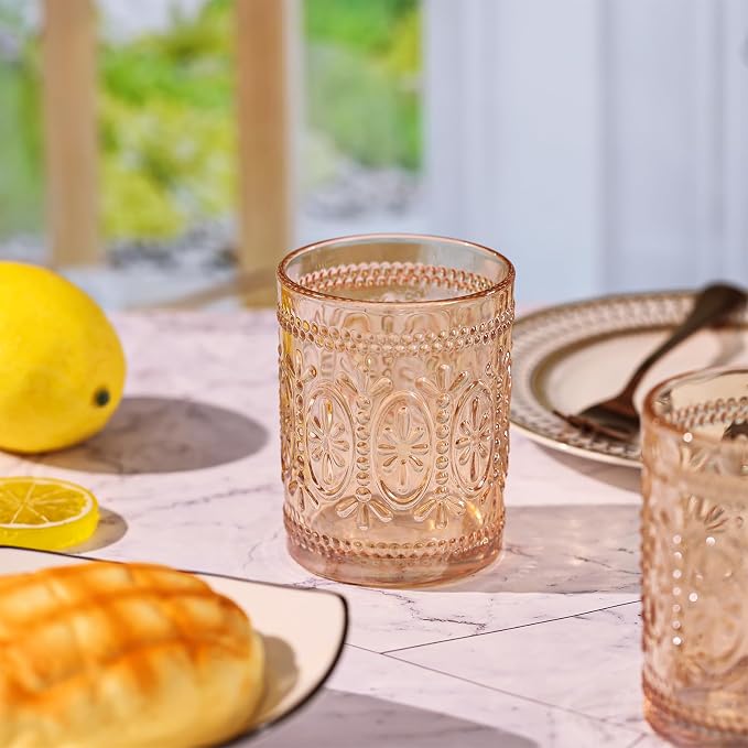 Darlion Amber Glassware, Vintage Drinking Glasses, 10oz Amber Glass Cups | Food Grade Glass, Lead-Free Glass, Durable&Sturdy, Vintage Decoration - Image 6