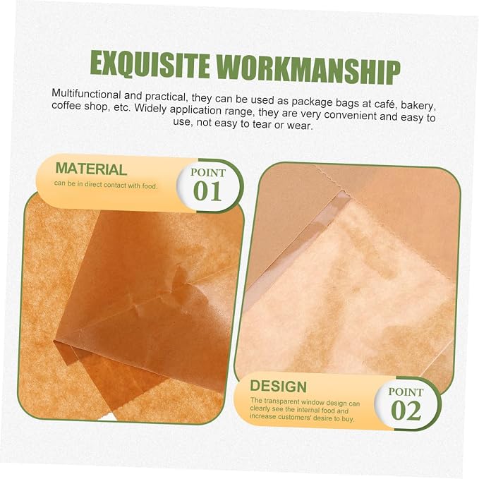 50pcs Kraft Paper Dessert Bags Paper Pouches for Packaging Baked Goods Packaging Supplies - Image 6