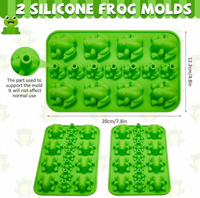 Tessco for you 2 Pieces Silicone Frog Chocolate Mold Halloween Candy Frog Shaped Passover Jelly Ice Tray Fun Gummy Animal Mold for Birthday Wizard Party Cake Decoration Kitchen Gift (Green)
