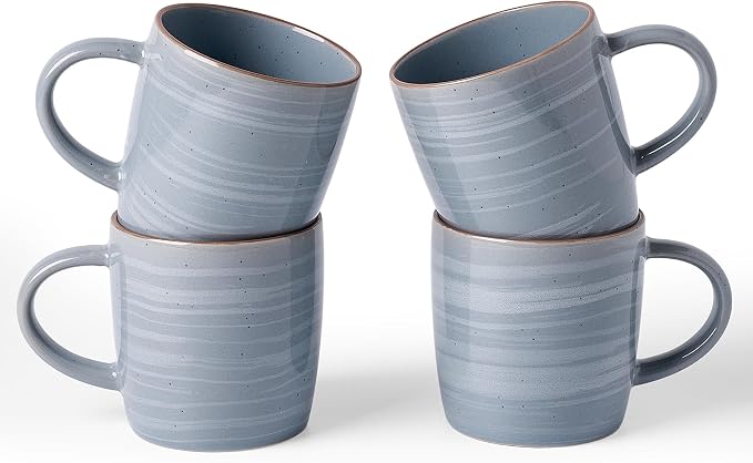 famiware Coffee Mugs Set of 4, Meteor 13 oz Ceramic Mug Cup Set with Handle for Coffee, Tea, Cappuccino, Latte, Milk, Blue Gray by Famiware