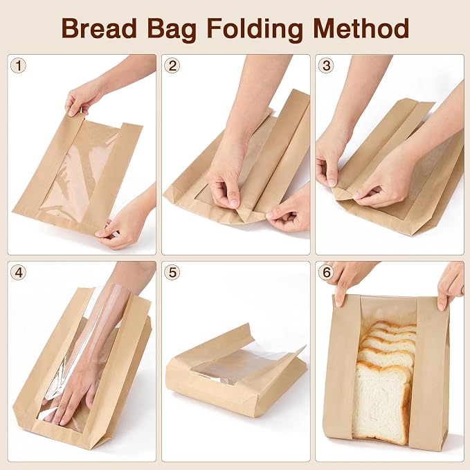 200 PCS Bread Bags for Homemade Bread, Clear Window Sourdough Bags | Bakery Paper Bags for Cookie and Snack Storage, Loaf Packaging, Sourdough Bread Bags Includes 225 Sealing Stickers - Image 7