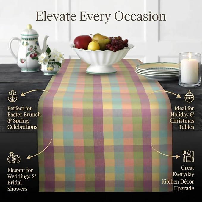 Urban Villa Table Runner Cotton Heavier Quality 14x72 Easter Check - Image 4