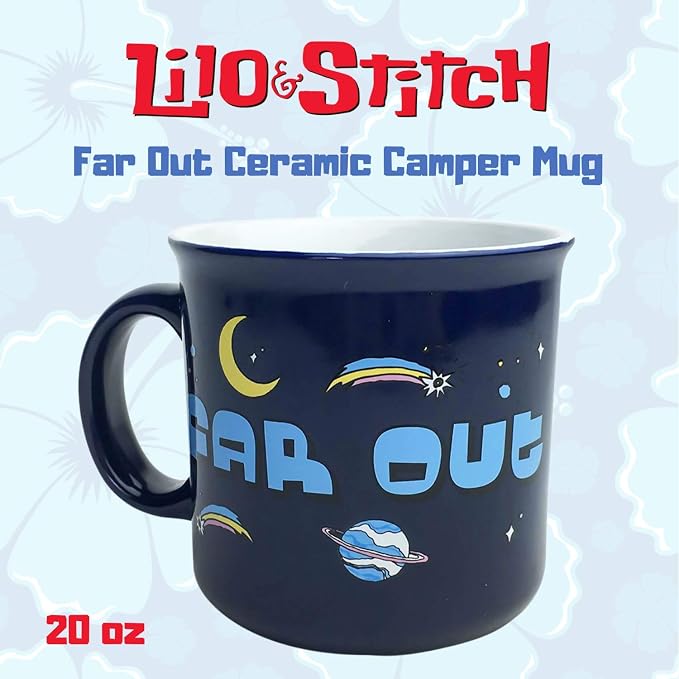 Silver Buffalo Disney Lilo and Stitch Space Surf, Ceramic Camper Mug, 20oz | Far, Out Surfing in, 0.59 Liters - Image 2