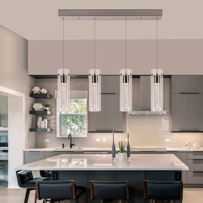 Pendant Lights Kitchen Island with Remote, 3000K-6000K Dimmable LED Brushed Nickel Pendant Light Fixtures, Modern Kitchen Pendant Lighting Over Island for Dining Room & Bar Counter - Image 6