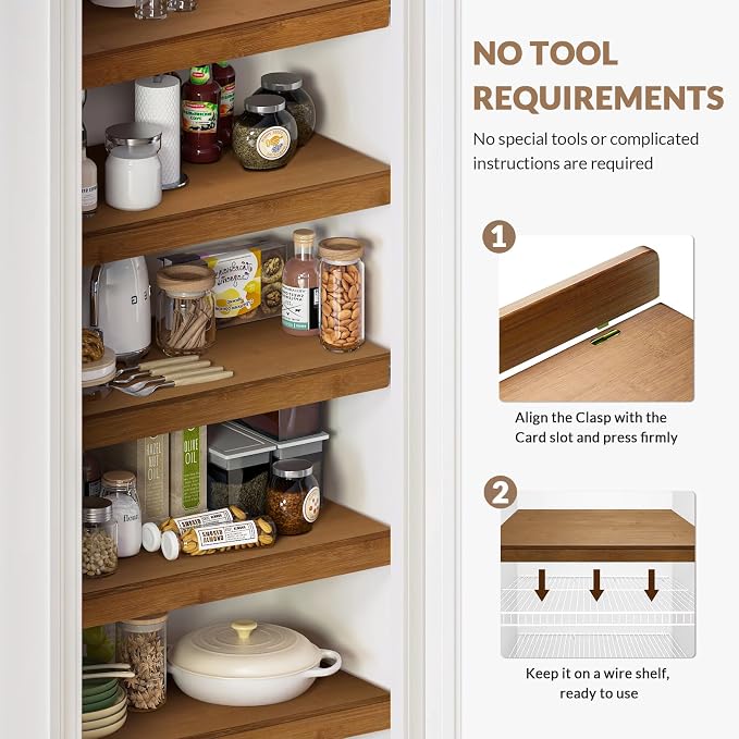 Gashell Wire Shelf Covers, Bamboo Wire Rack Covers for Pantry, Closet (5pcs, 28" W x 16" D) - Image 4