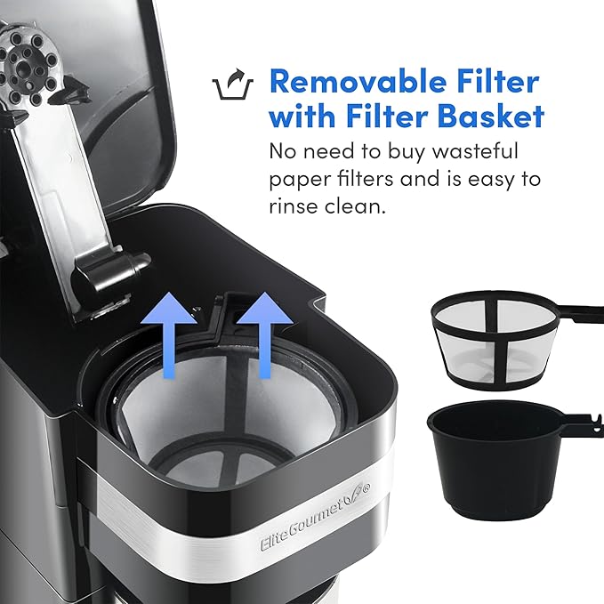 Elite Gourmet EHC111A Personal Single-Serve Compact Coffee Maker, Black - Image 5