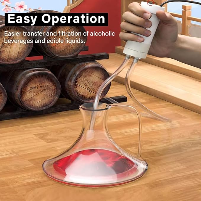 Portable USB Electric Auto Siphon Self Priming Beer Transfer Pump Kit, Food Grade Pump for Home Brew Beer,Wine, Beverages,Mead and Kombucha, 2LPM No Mess Leak, 197 Inch Hose