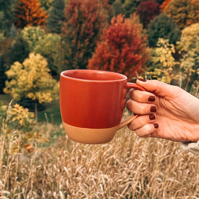 Mora Ceramic Artisan Matte Large Latte Mug Set of 4, 16oz - Microwavable, Porcelain Coffee Cups With Big Handle - Modern, Boho, Unique Style For Any Kitchen. Microwave Safe Stoneware - Marina Colors - Image 5
