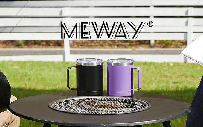 MEWAY 12oz Coffee Mug With Handle 2 Pack Bulk,Stainless Steel Insulated Travel Tumblers With Sliding Lid,Double Wall Vacuum Camping Cup for Hot & Cold Drinks Tea (Sliver,Set of 2) - Image 8