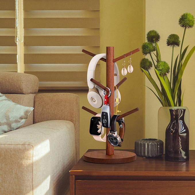 MyLifeUNIT Mug Holder Tree, Coffee Cup Holder with 6 Hooks (Reddish Brown) | Anti-slip padded bottom, space-saving compact design, easy air drying, sturdy tip-resistant structure - Image 4