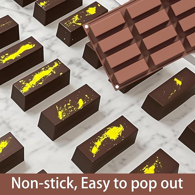Avidon chocolate bar mold, Silicone Molds Energy Bar Maker for Chocolate Truffles Ganache Bread Brownie, silicone candy bar molds, 3 packs (12 Cavity)