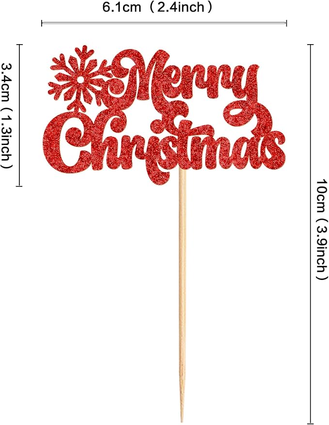 24 Pack Christmas Cupcake Toppers - Merry Christmas & Xmas Holiday Cupcake Picks - Boy Girl Baby Shower & Birthday Party Cake Decorations - Image 6
