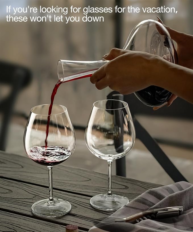 OJA Wine Glasses Set, Crystal Red Hand Blown Wine Glass, Set of 4,23.5 oz | Large, Burgundy, Ultra-thin, Light for Wine Tasting, Perfect Gifts, Valentine's Day, Anniversary, Birthday - Image 3