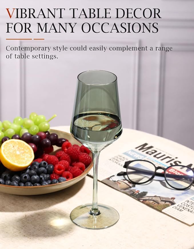 comfit Colored Wine Glasses Set of 6-15 oz Hand-blown Lead-free Crystal Colorful Wine Glasses- Birthday Wedding Housewarming Valentine's Day Gifts for Wine Lovers Women, Mom, Wife, Friend - Image 3