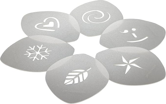 Aerolatte Cappuccino Stencils for Latte Coffee Art and Decorating Baked Goods, Set of 6