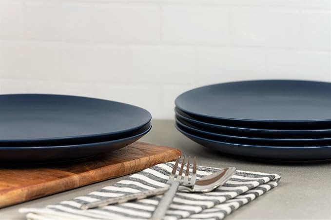 10 Strawberry Street Wazee Matte 10.5" Coupe Dinner Plate, Set of 6, Midnight Blue - Image 2