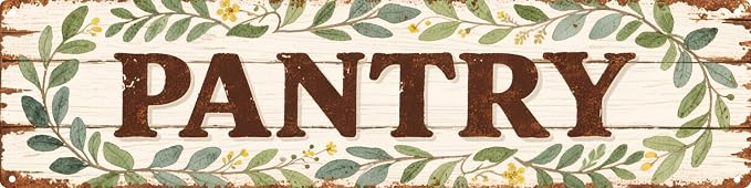 Pantry Metal Sign 4x16in Rustic Kitchen Plaque for Food Storage Wall Decor Organizational Gift by LMDDFZS