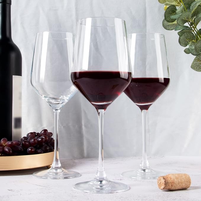 YANGNAY Wine Glasses (Set of 8, 17 Oz), Clear Wine Glasses for Red Wine, Smooth Rim, Dishwasher Safe - Image 6