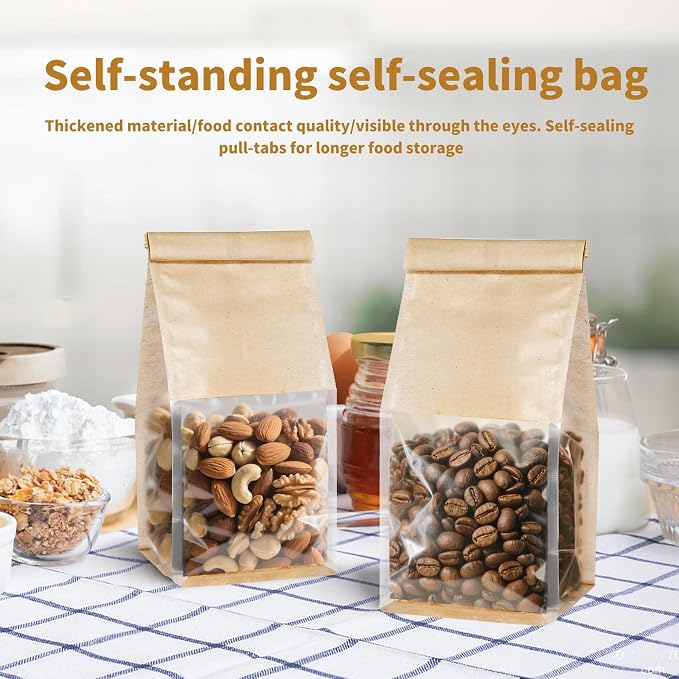 100 Pack Bread Bags for Homemade Breads，Small Bakery Bags with Window，Cookie Bags with Tin Tie，Bagel Bag，Coffee bag，Sourdough Bread Bags Foods Packaging Storage - Image 7