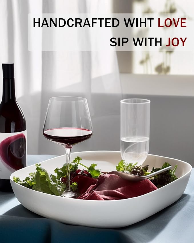JBHO Set of 4-21 Ounce Hand Blown Italian Style Crystal Burgundy Wine Glasses - Lead-Free Premium Crystal Clear Glass - Gift-Box for any Occasion - Image 7