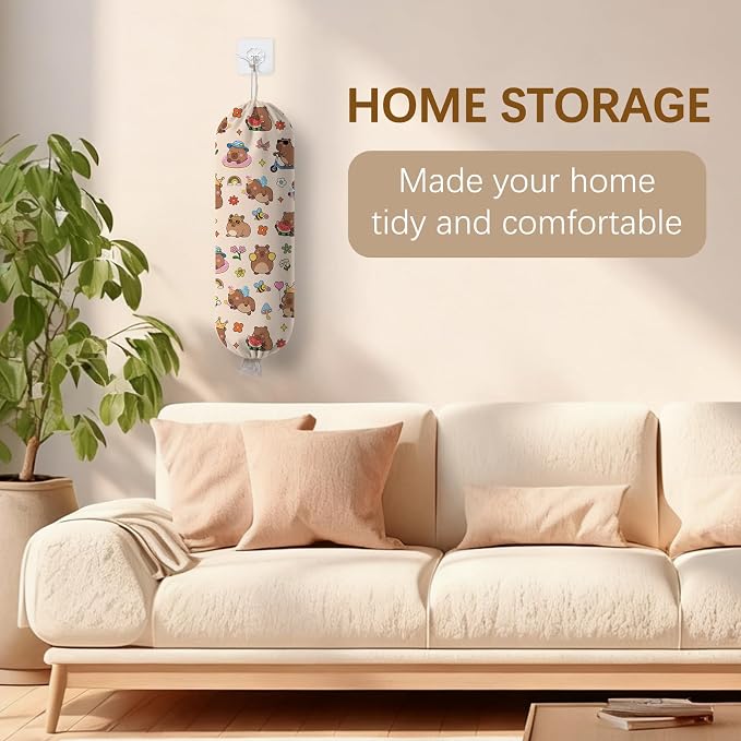 Capybara Plastic Bag Holder Dispenser, Plastic Grocery Bag Organizer & Wall Mount Paper Trash Bag Saver Storage for Kitchen Home Pantry Decor, Cute Animal Decor - Image 9