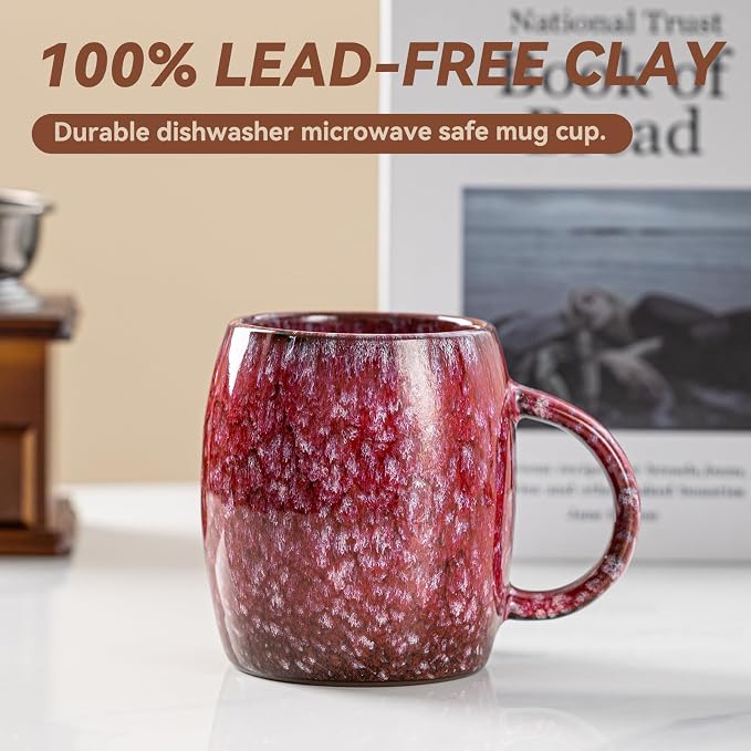 Sakura Nebula Ceramic Coffee Mug - 14 oz Unique Mug with Large Handle, Barrel Cute Mug for Women Men, Aesthetic Coffee Cup Gift for Home Office - Image 7