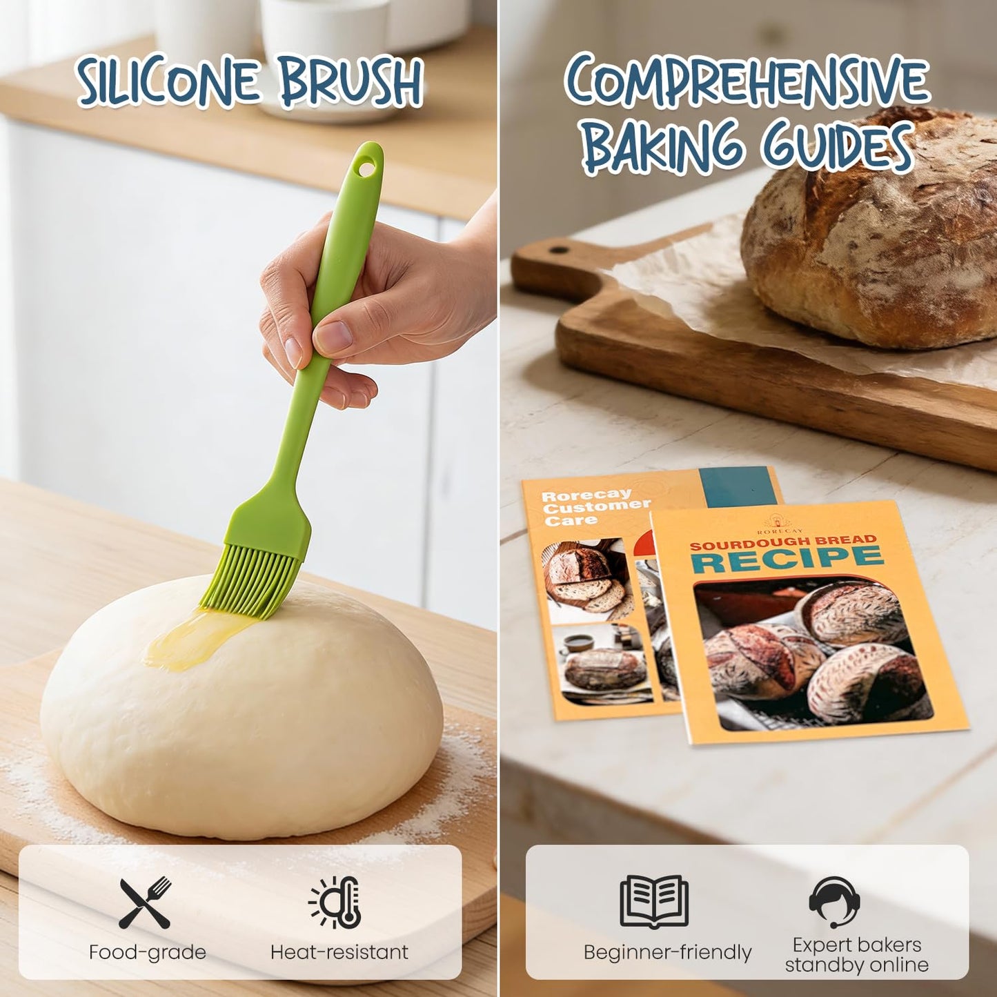 Complete Sourdough Bread Baking Kit with Banneton Basket & Starter Jar