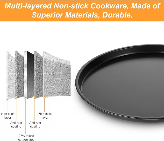 11.4 Inch Cookie Cake Pan, Round Cake Pan Round Cookie Sheet Nonstick Giant Shollow Baking Pans Cakes Tray Pans for Home Kitchen Baking - Image 4