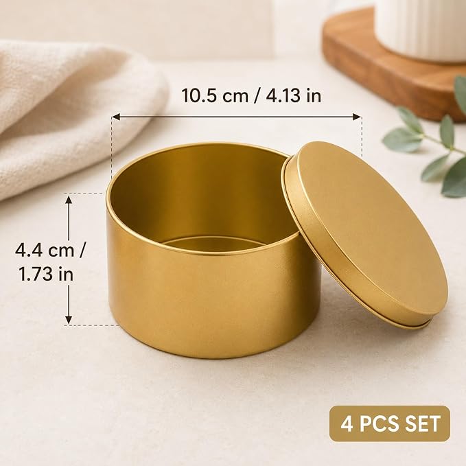 4pcs Large Round Metal Tin Box Cookie Candy Container with Lids | Lidded Design Round Metal Cookie Tin Boxes For Home And Office Decor Kitchen Displays - Image 2
