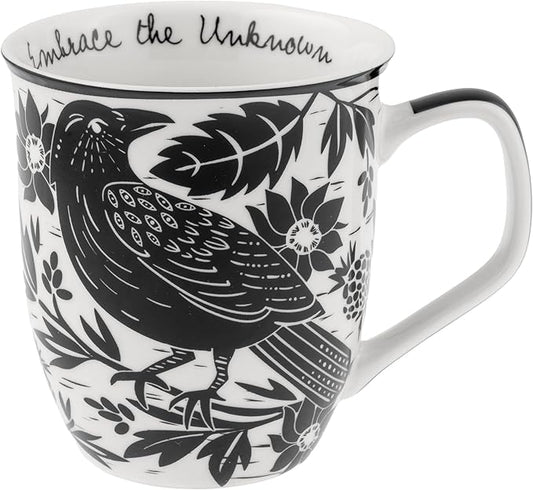 Karma Gifts 14 oz Black and White Boho Mug Raven - Cute Coffee and Tea Mug - Ceramic Coffee Mugs for Women and Men by KarmaGifts