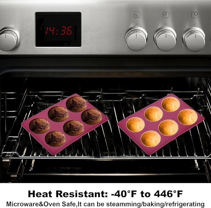 Nalchios Silicone Muffin Pan 1 Pack, 6-Cavity Chocolate Molds Silicone, Nonstick BPA Free Silicone Baking Molds, Dishwasher & Microwave Safe Muffin Tin, Easy To Use and Clean Candy Molds