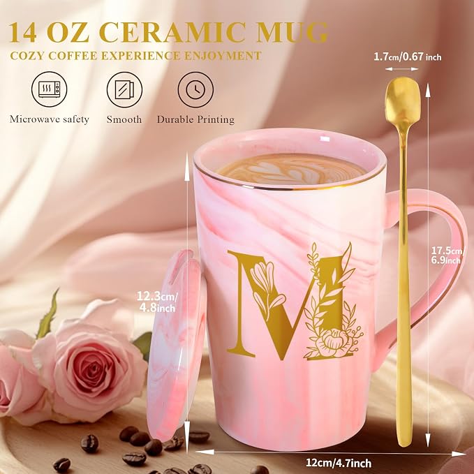 Personalized Ceramic Coffee Mug with Lid Gifts Tea Cup Women Wife Ideal from Husband Happy Birthday Wedding Romantic Best Cool Personalized Unique Special Custom Christmas Xmas Valentines Present,M - Image 4