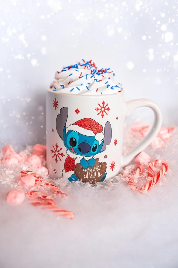 Silver Buffalo Disney Lilo and Stitch Santa Glitter, Ceramic Mug, 14oz | Dressed as, Christmas, Holiday Joy, 0.4 Liters - Image 9