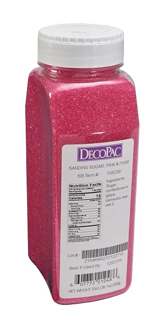 DecoPac Sanding Sugar | Pink Edible Sugar Sprinkles | 33oz | Edible Sanding Sugar in Handheld Container | Made In USA | Sugar Sprinkle Mix For Cakes, Cupcakes, Cookies, Extra Large Pack | 33 Ounce - Pink - Image 2