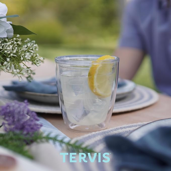 Tervis Clear & Colorful Tabletop 12oz Made in USA Double Walled Insulated Tumbler Travel Cup Keeps Drinks Cold & Hot, 12oz - 4pk, Clear - Image 8