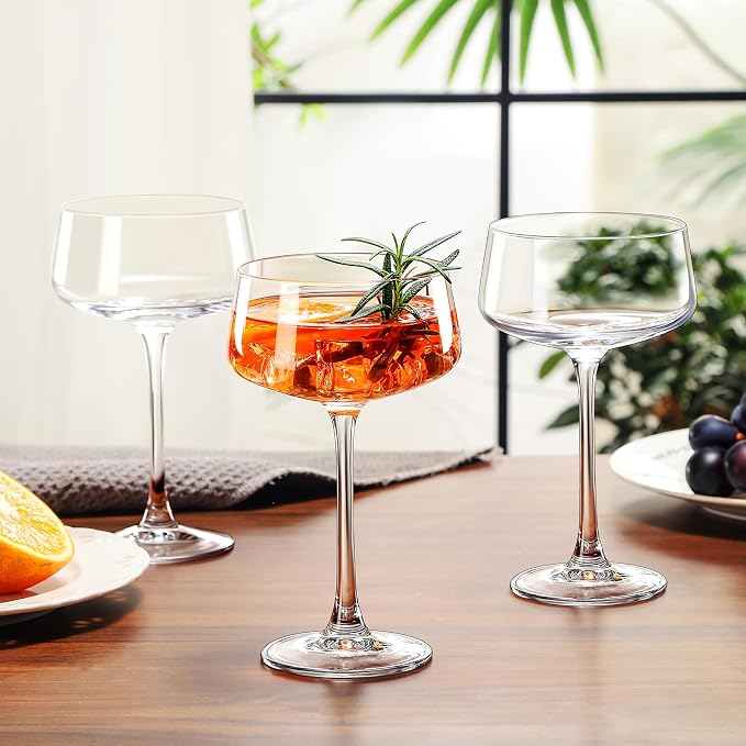 Amyoole Martini Glasses Set of 6, 8 oz Premium Crystal Coupe Glasses | Hand Blown Champagne Drinkware with 6 Cocktail Picks, Clear Cocktail Glasses for Bar, Parties, Espresso, Martinis, Margaritas - Image 7
