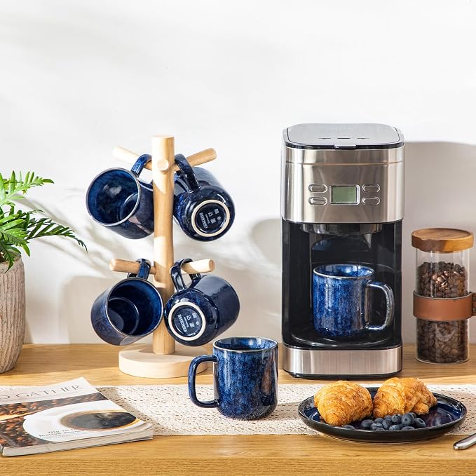 vancasso STARRY Coffee Mugs Set, 12 oz Ceramic Coffee Cups for Latte Hot Tea Cappuccino Cocoa Milk Stoneware Cups Set of 6, Dishwasher & Microwave Safe, Blue - Image 7