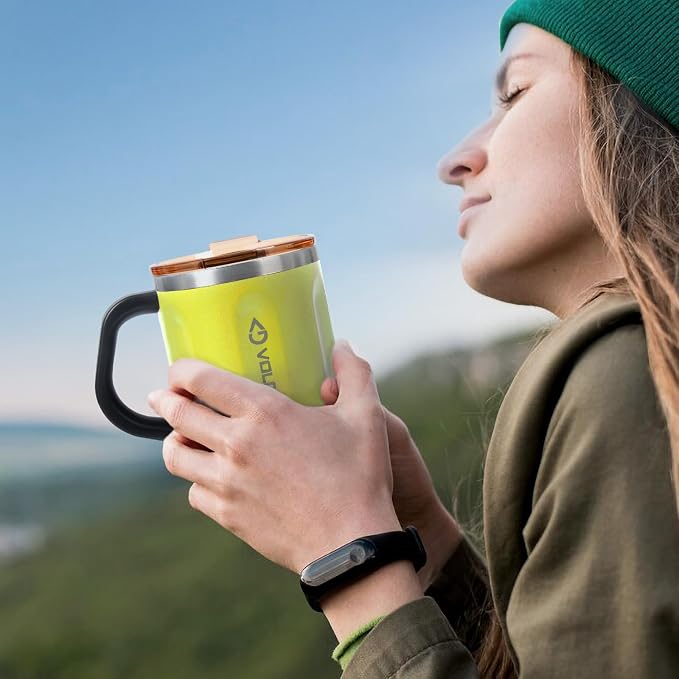 Coffee Mug with Handle and Lid, 16oz Spill Proof Coffee Cup with Powder Coating, Dishwasher Safe and BPA Free Tea Mug, Ideal Gift for Family and Friends (Lime) - Image 6