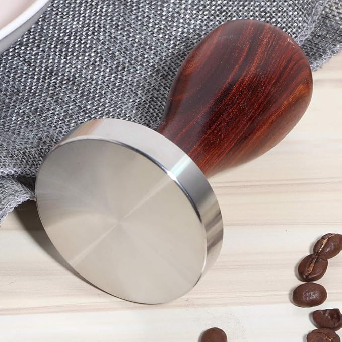 Black Coffee Hand Tamper, Press 58mm Flat Base Stainless Steel Coffee Powder Pressing Tamping Tool for Cafe Supplies
