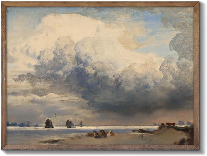 XOCUUI Unframed Canvas Wall Art Vintage Decor, Home Decor Danish Coastal Landscape in Stormy Weather Classical Paintings, Coastal Wall Art for Living Room Bedroom Office Decor, 8"x10" by XOCUUI