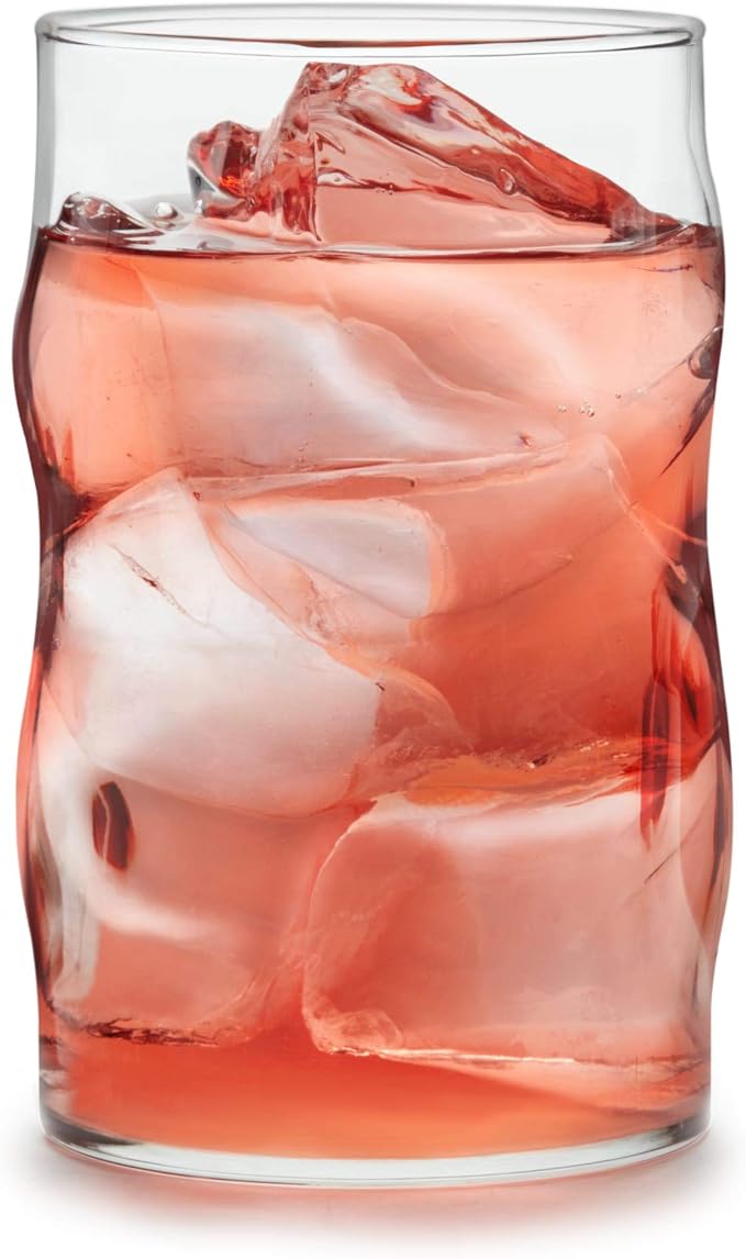Libbey Lava Tumbler Drinking Glasses, All Purpose, Molten Groove Glasses Set of 8, Tactile, Tall Drinking Glasses for Water, Cocktails by Libbey