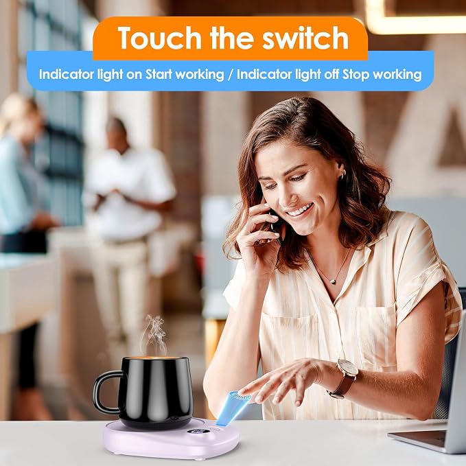 Coffee Mug Warmer - Fastest Heating & Highest Temperature, Coffee Cup Warmer for Desk Auto Shut Off, 4 Temp Settings & 1-12H Timer, Smart Electric Beverage Warmer for Coffee, Tea (Purple) - Image 2
