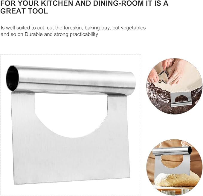 VOSAREA Stainless Steel Dough Cutter with Creative Design Handle for Scraping Dough and Baking Scrapers, Kitchen Chopper Tool for Flat Cooking and Pastry Preparation - Image 3