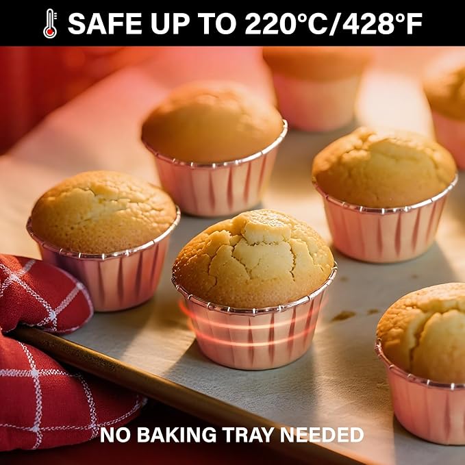 EUSOAR Gold Cupcake Cups, 1.9" x 1.6" x2.7" Disposable Muffin Liners 50pcs, Rose Gold Cupcake Baking Cups, Little Baking Cups, Ramekin Aluminum Cupcake Tip Pan Ramekin Holders - Image 5